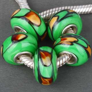 Fresh Green Gold Design Handmade Glass Bead Colorful Design Fit 