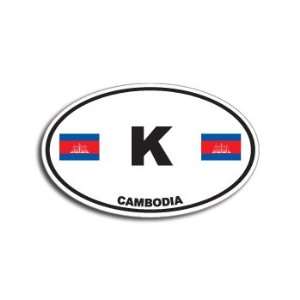  K CAMBODIA Country Auto Oval Flag   Window Bumper Sticker 