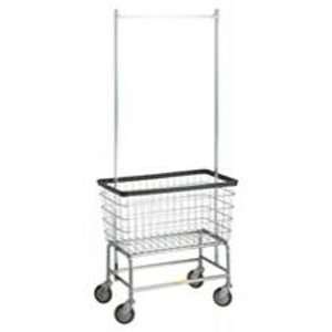  Large Capacity Laundry Cart w/ Double Pole Rack, basket 