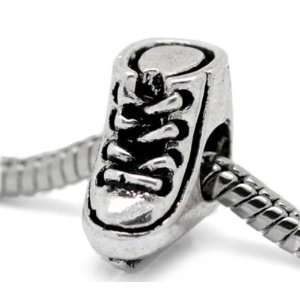  ()  Ice Skate Antiqued Silver Bead Charm 