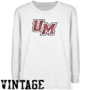  NCAA UMass Minutemen Youth White Distressed Logo Vintage T 