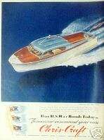   Ephemera ADWWII Vintage Chris Craft Boats Super Deluxe Cruiser  