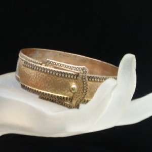 Buckle Bracelet Hammered Metal Hinged Vintage Gold Filled  