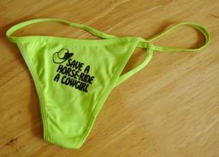 SAVE HORSE RIDE COWGIRL THONGS Underwear Lime Bikini SM  