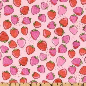  44 Wide Fruit Punch Strawberries Pink Fabric By The Yard 
