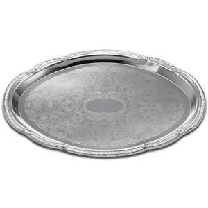   Oval Embossed Chrome Plated Metal Catering Tray