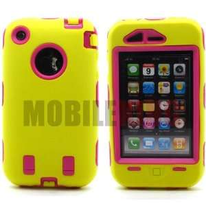) Dual Ultra Rugged Shock Proof Protector Case Yellow Silicone Cover 