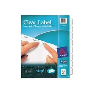   Maker Clear Label Dividers, 8 Tab, Letter, White AVE11417 Electronics