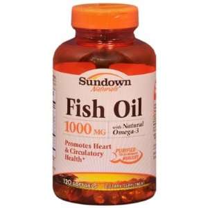  Sundown Naturals  Fish Oil, Cholesterol Free, 1000mg, 120 