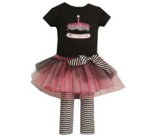 Bonnie Jean Girls Tulle Cupcake Birthday Dress & Leggings Outfit Set 4 