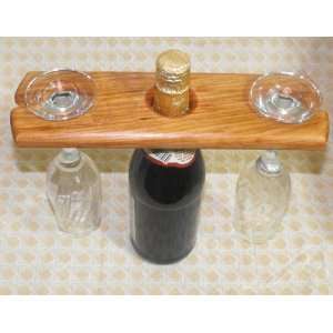  Cherry Wine Bottle & 2 Glass Rack