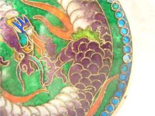 Antique Cloisonne Buckle Asian Dragon Motif Detailed Oriental Belt 