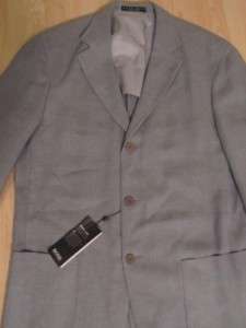 Mens Hugo Boss gray linen suit jacket blazer Size 42R (52) Orig $695 