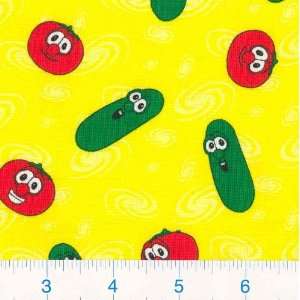   Veggie Tales Swirl   Yellow Fabric By The Yard Arts, Crafts & Sewing