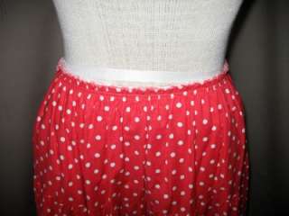 COMME DES GARCONS Long Tiered Cotton Skirt Red w/White Dots Size 