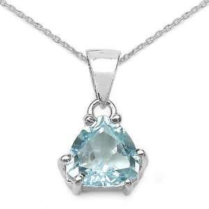  Sterling Silver Trillion cut Blue Topaz Necklace Jewelry