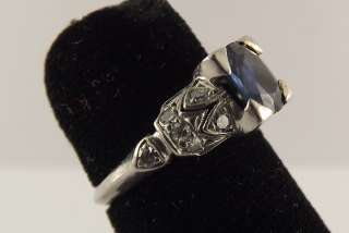 Antique Platinum Sapphire And Diamond Cocktail Ring  
