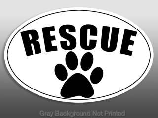 Oval Rescue Paw Sticker   dog decal dogs stickers adopt  