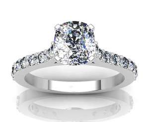 27Ct CUSHION CUT CATHEDRAL ENGAGEMENT RING 14K SOLID GOLD  