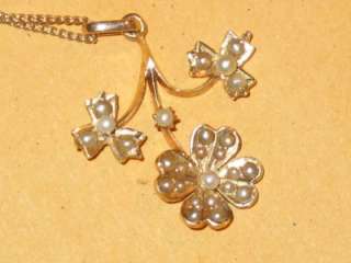 Lovely Victorian 14K Gold & Seed Pearl Pendant & Chain  