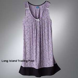   Wang PURPLE FLORAL CHEMISE NIGHTGOWN Lace Trim   Rayon/Spandex  