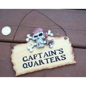  Wood Pirate Sign, Captains Quarters, Gothic, Decor, Skull 