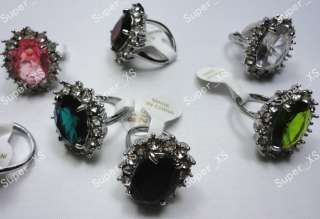 wholesale lots 20pcs Crystal Zircon Princess Queen Wedding rings free 