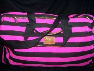 NEW VICTORIAS SECRET PINK STRIPED PURPLE LUGGAGE ROLLING SUITCASE 
