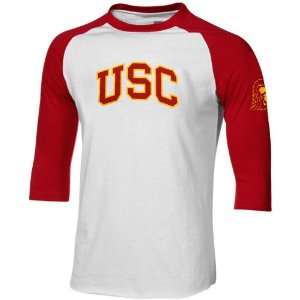 USC Trojans Dugout Raglan Premium Three Quarter Sleeve T shirt   White 