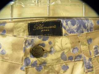 BLUMARINE JEANS beige/blue floral print pants 42/8  