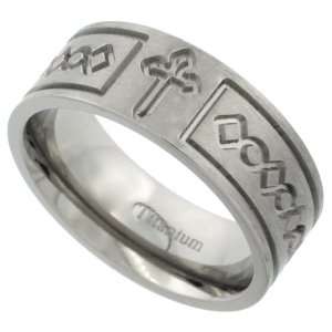   Band Ring Passion Cross Matte Finish Comfort fit, size12.5 Jewelry