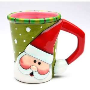  Santa with Red Santa Hat Earthenware Mug, Set of 4