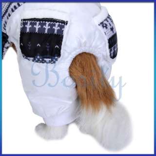 Pet Dog Hooded Winter Jumpsuit Coat Jacket Christmas Holiday Warm 