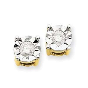  10k Two tone Diamond Stud Earrings Jewelry