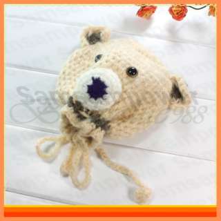 Crochet Knit Beanie Handmade Cute Bear Baby Toddler Hat Cap Keep Warm 