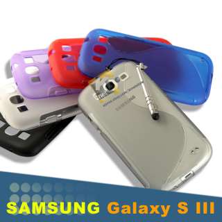   Soft Case Cover+Touch Pen+Screen Protector For Samsung i9300 Galaxy S3