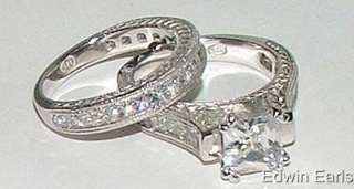 beautiful estate style wedding band ring set extreme detail shown