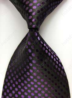New Luxury Stripes Dark Purple JACQUARD WOVEN Silk Mens Tie Necktie 