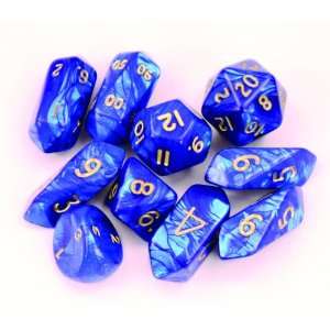  Blue/White Hybrid Pearl (Set of 10 Dice) Dice Sets Toys & Games
