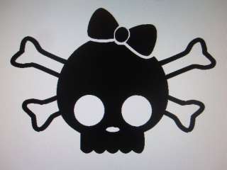 Girl Skull and Crossbones sticker decal in 21 colors  