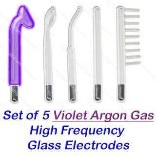 high frequency facial machine includes five violet argon glass 