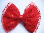 10 LARGE Satin Sequin 4 Bow Appliques Red R087 1