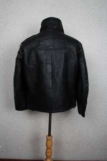 Vtg 50s POLICE Black STEERHIDE Leather Motorcycle Biker Jacket Large 