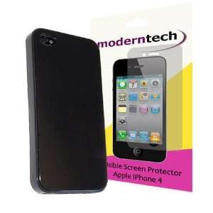   Black Gel Case/ Skin and Invisible Screen Protector for Apple iPhone 4