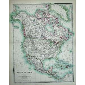   Johnston Atlas 1905 Map North America Cuba Gulf Mexico