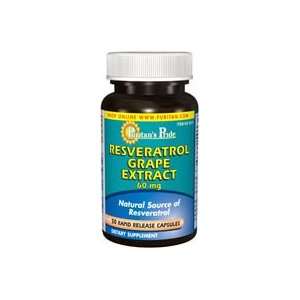  Resveratrol/Grape Extract 60 mg 60 mg 50 Capsules Health 