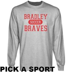  Bradley Braves Ash Custom Sport Long Sleeve T shirt 