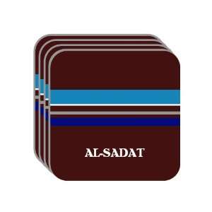 Personal Name Gift   AL SADAT Set of 4 Mini Mousepad Coasters (blue 