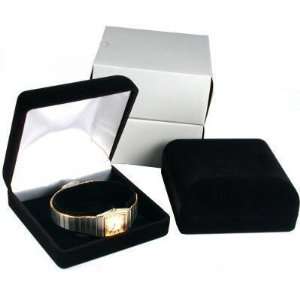   Black Flocked Watch & Bracelet Jewelry Gift Boxes