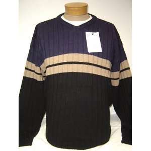 Size Extra Large   2XL Long Sleeve Blue Black & Brown Striped Sweater 
